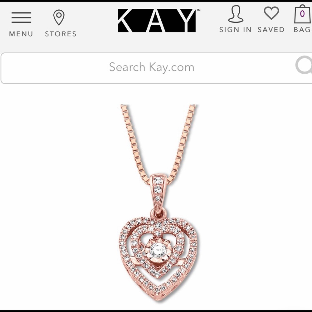 Kay Jewelers diamond rose gold ❤️shape necklace